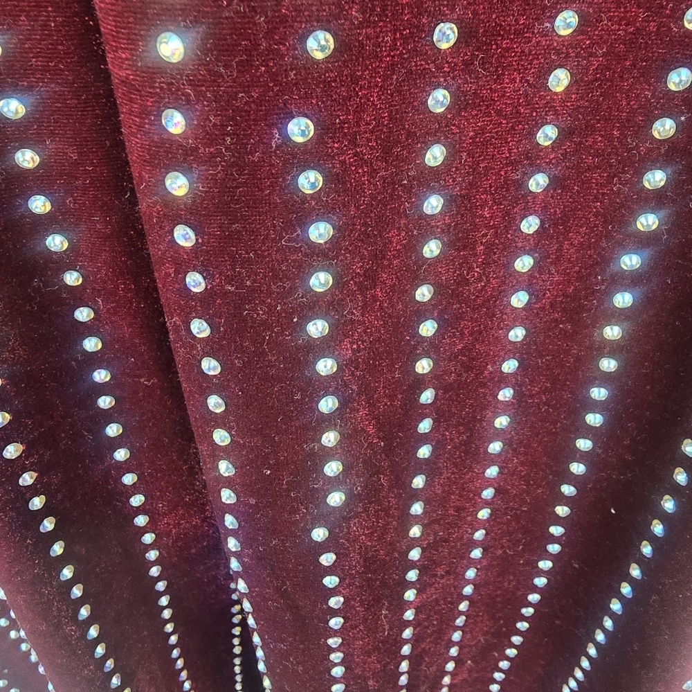 Windsor Elegant Burgundy Studded Long Sleeve Wrap Dress Sz M - Picture 12 of 13